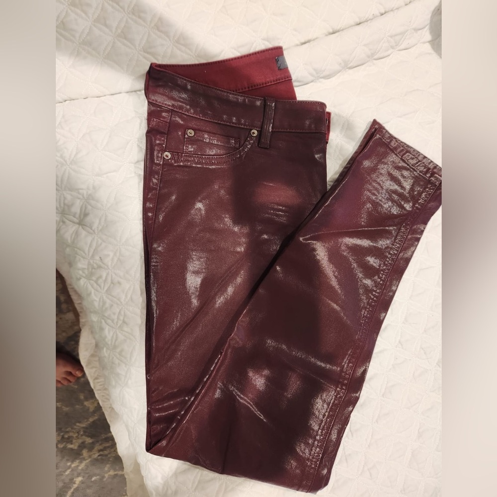 Red Faux Leather Pants